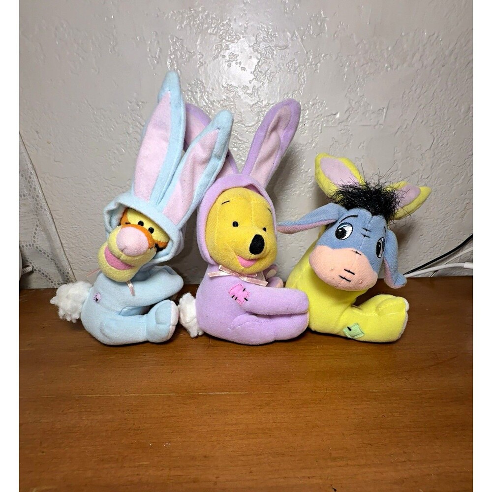 Vintage 2002 Disney Winnie the Pooh Easter Bunny Plush – Pooh, Eeyor, Tigger